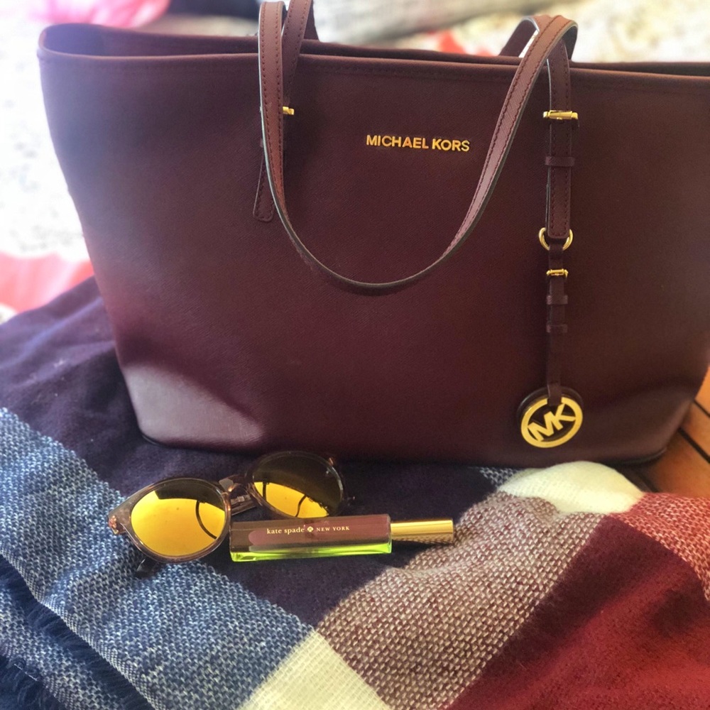 Maroon MK Zip Top Tote